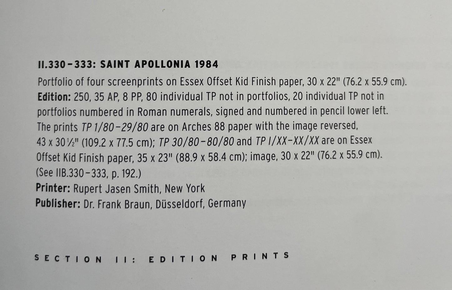 Andy Warhol Saint Apollonia Trial Proof